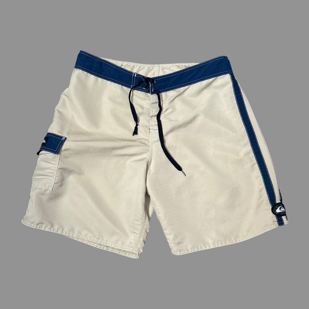 Quiksilver 90s VTG Ripstop Boardshorts Tan Blue Size 36